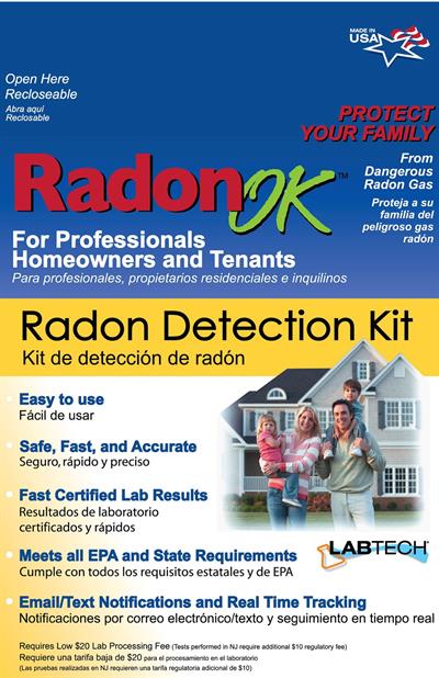 Radon OK detection kit retail package